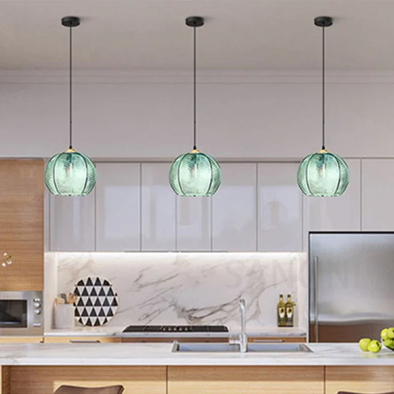 Современная стеклянная люстра в полоску, подвесной светильник в скандинавском стиле для столовой, кухонного островка, прикроватной тумбочки, домашнего декора, подвесной потолочный светильник