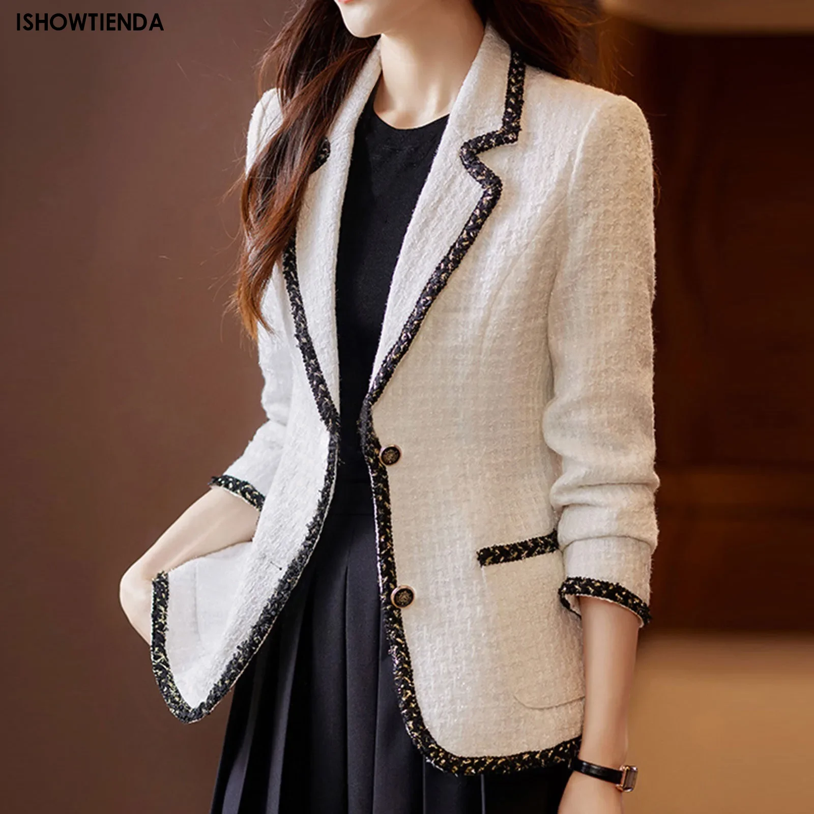 Весна 2024, Высококачественная Твидовая куртка с небольшим ароматом, пальто, женское осенне-зимнее уличное короткое пальто, женская верхняя одежда, женская одежда
