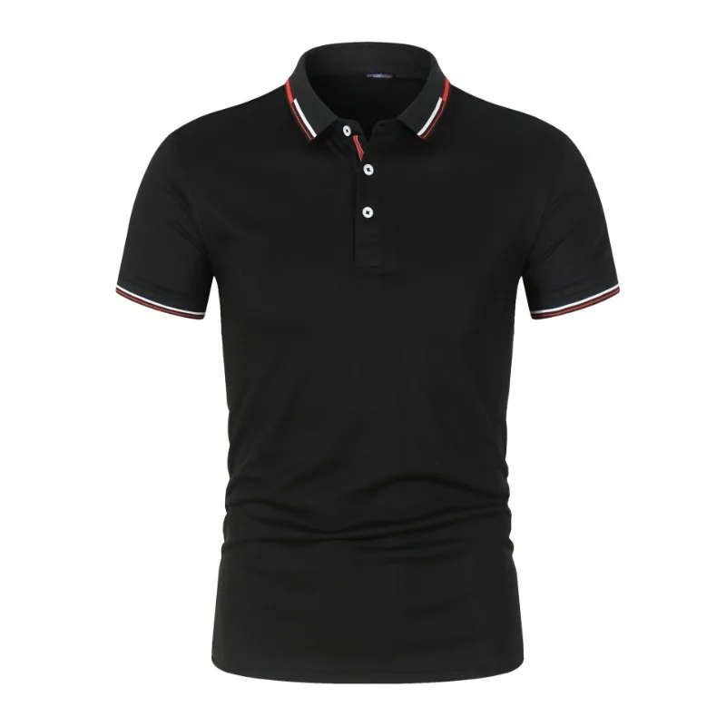 2024 Новая однотонная мужская рубашка поло с большим стоячим вырезом, летний тренд, Спортивная Свободная футболка с короткими рукавами, одежда B134