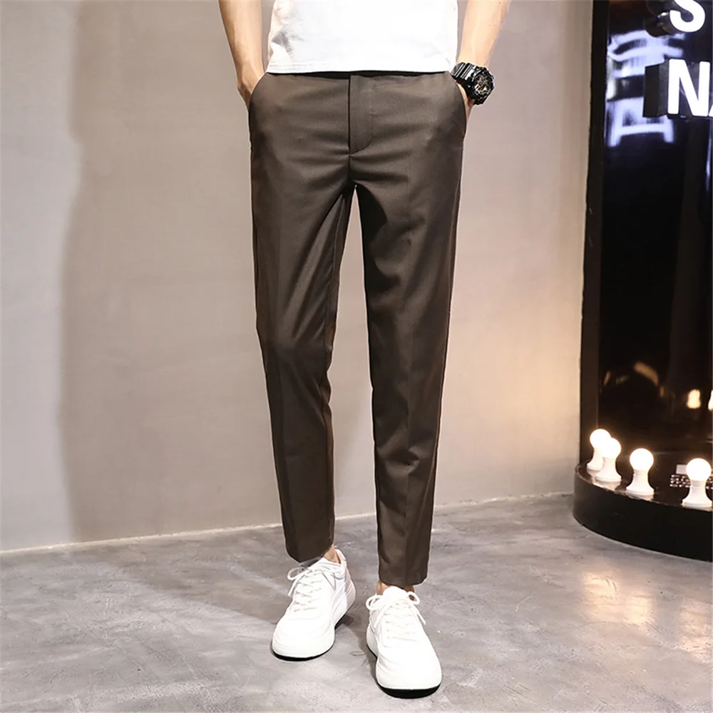 MRMT 2023 Совершенно новые мужские повседневные брюки из нетканого материала в корейском стиле, тонкие мужские молодежные брюки с девятью точками