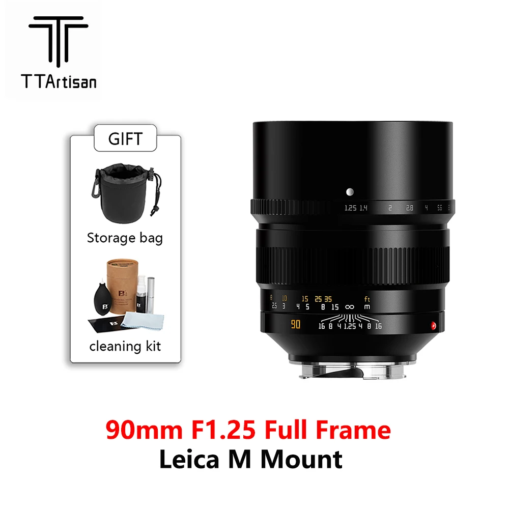 Полнокадровый объектив TTArtisan 90 мм F1.25 для камер Leica с M-креплением, Таких как Leica M-M M240 M3 M6 M7 M8 M9 M9p M10, Аксессуары для Объективов