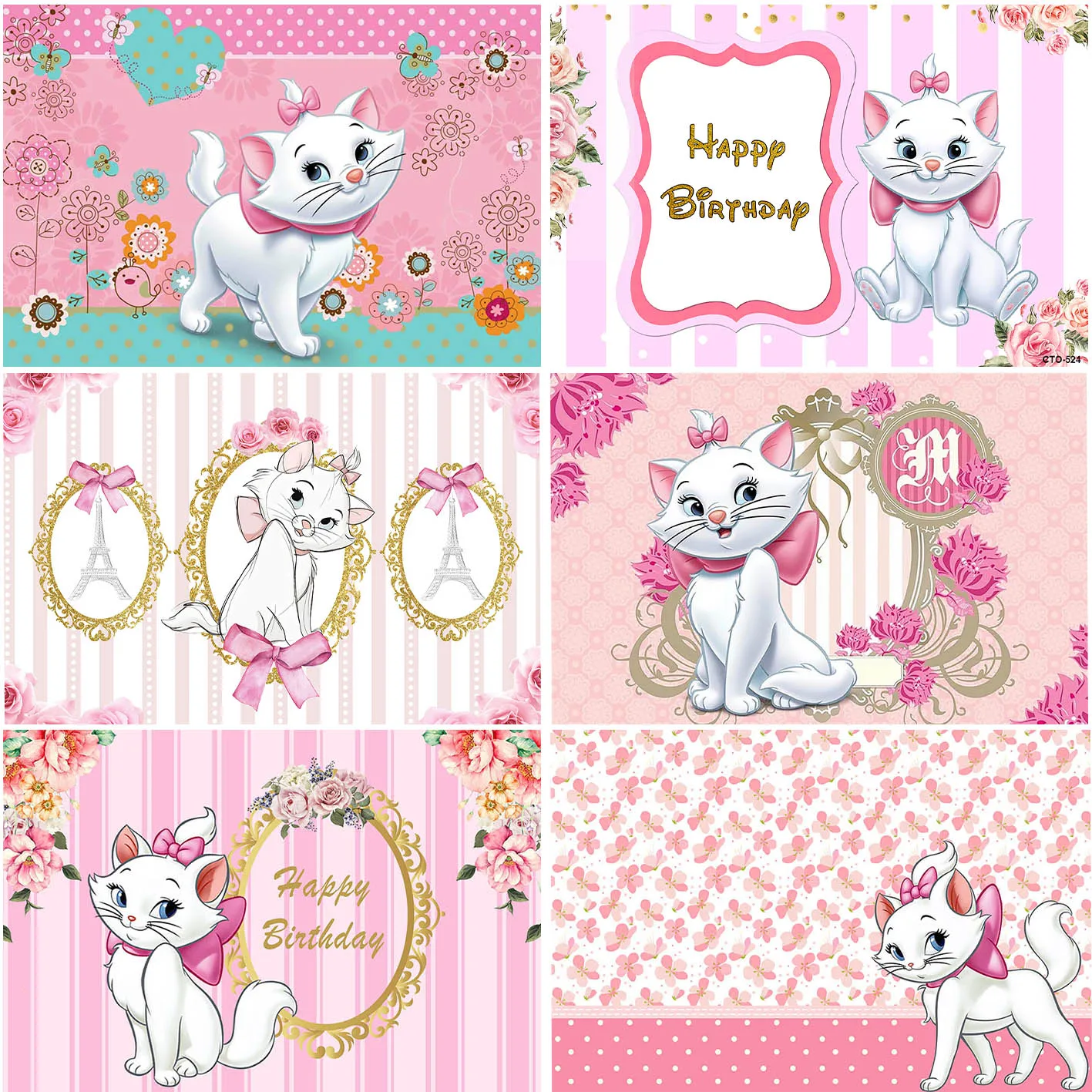 Фоны Disney Pink Marie Cat, милые фотографии для вечеринки по случаю дня рождения девочки, баннер, студийные полосы, фоны для торта и стола