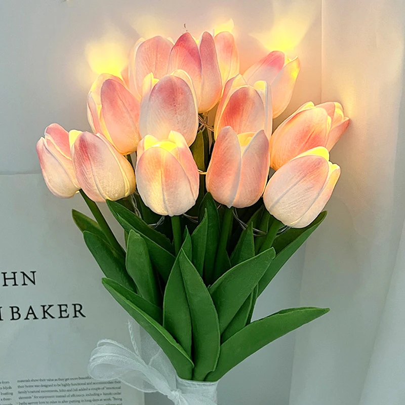 Светодиодные светящиеся тюльпаны Искусственные цветы Искусственный букет цветов из искусственных тюльпанов Ночник для украшения дома и сада Свадебные подарки на День рождения