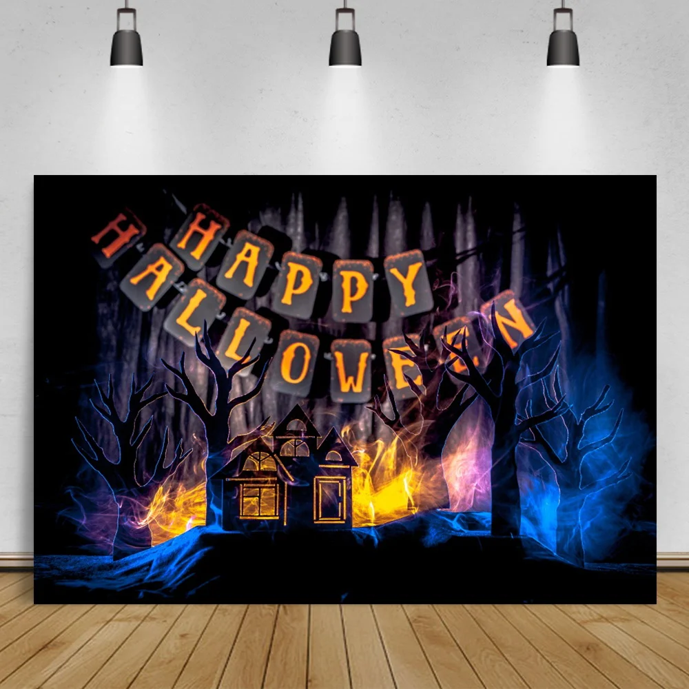 Laeacco Happy Halloween Night Party Фон для фотосъемки Ужасный Лесной дом с привидением Фон для фотосессии Фотостудия