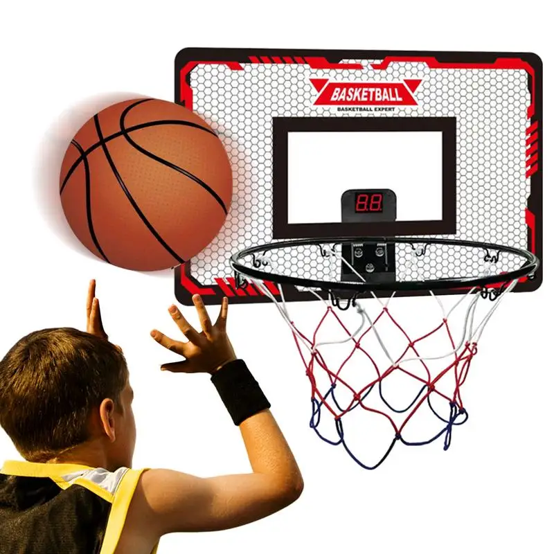 Баскетбольное кольцо с автоматическим подсчетом очков, баскетбольное кольцо в помещении, мини-кольцо с мячом, Дверное Баскетбольное кольцо, мини-кольцо с мячом