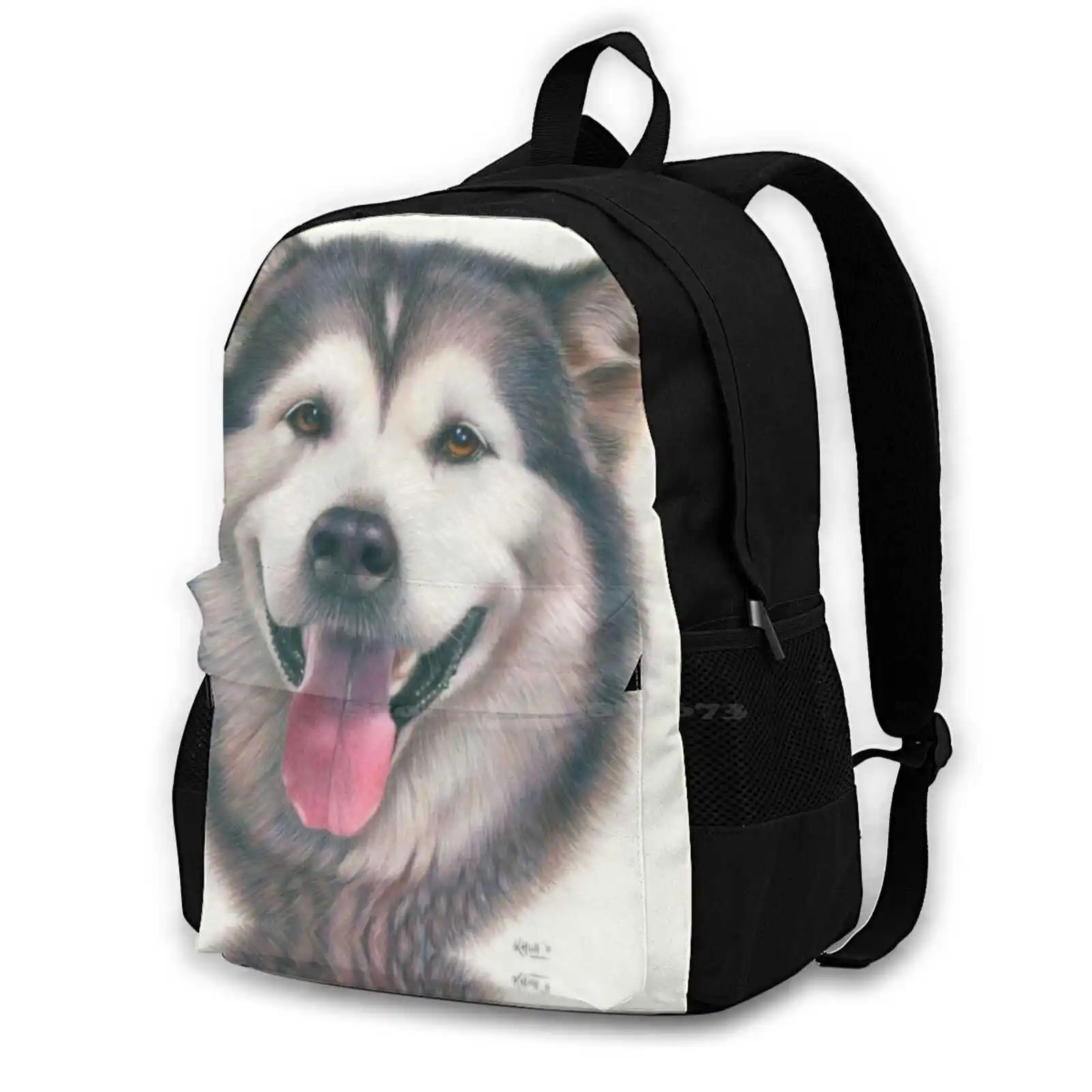 Модный рюкзак большой емкости, дорожные сумки для ноутбука, цветные карандаши Karen Hull, фотопортреты собак Хаски