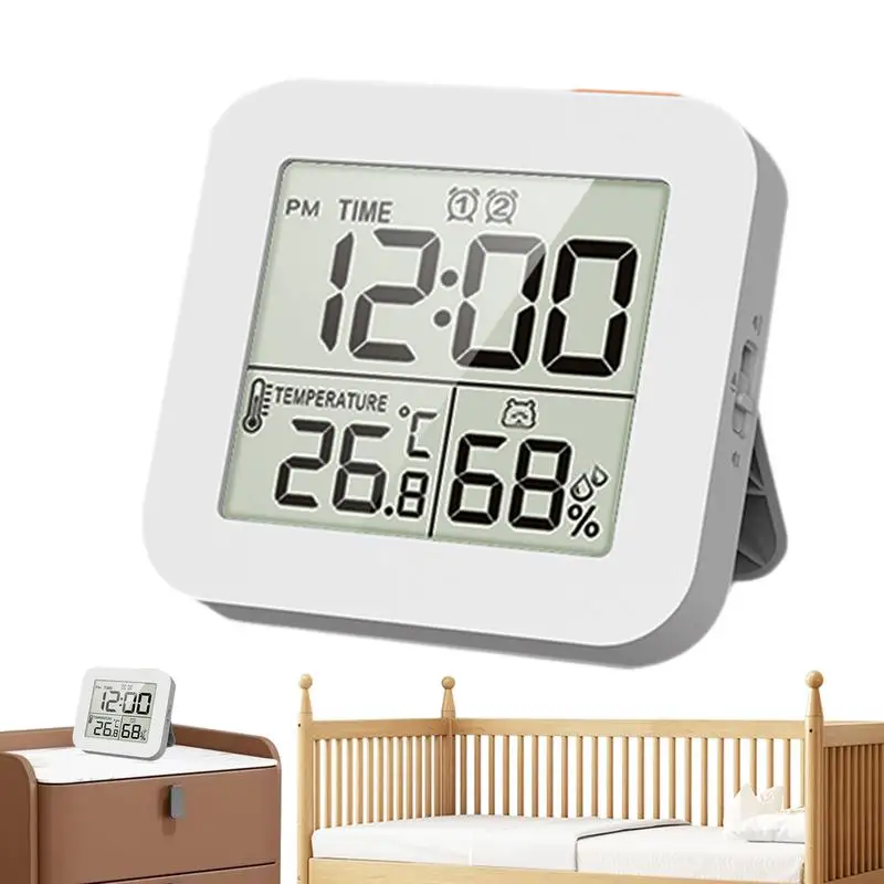 Монитор температуры и влажности, ЖК-дисплей, Термогигрометр 3 В 1, часы с подсветкой, Многофункциональная температура в помещении и