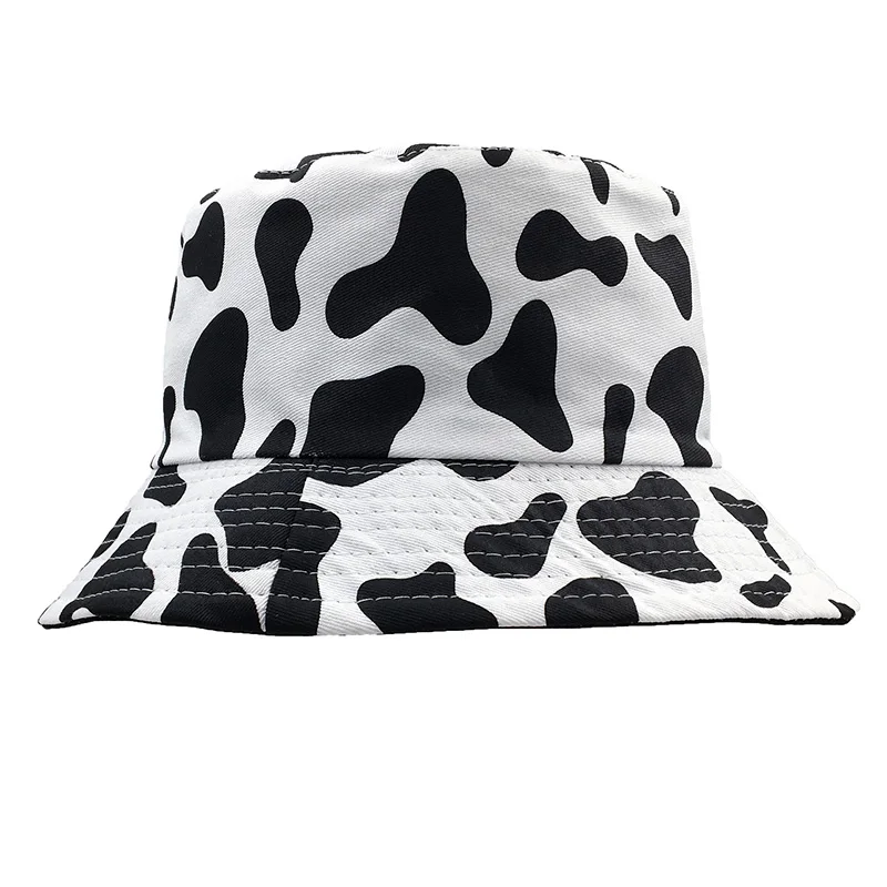 2020 Новая Мода Реверсивная Черно-Белая Панама С Принтом Коровы, Летние Солнцезащитные Кепки Для Женщин, Мужская Шляпа Рыбака