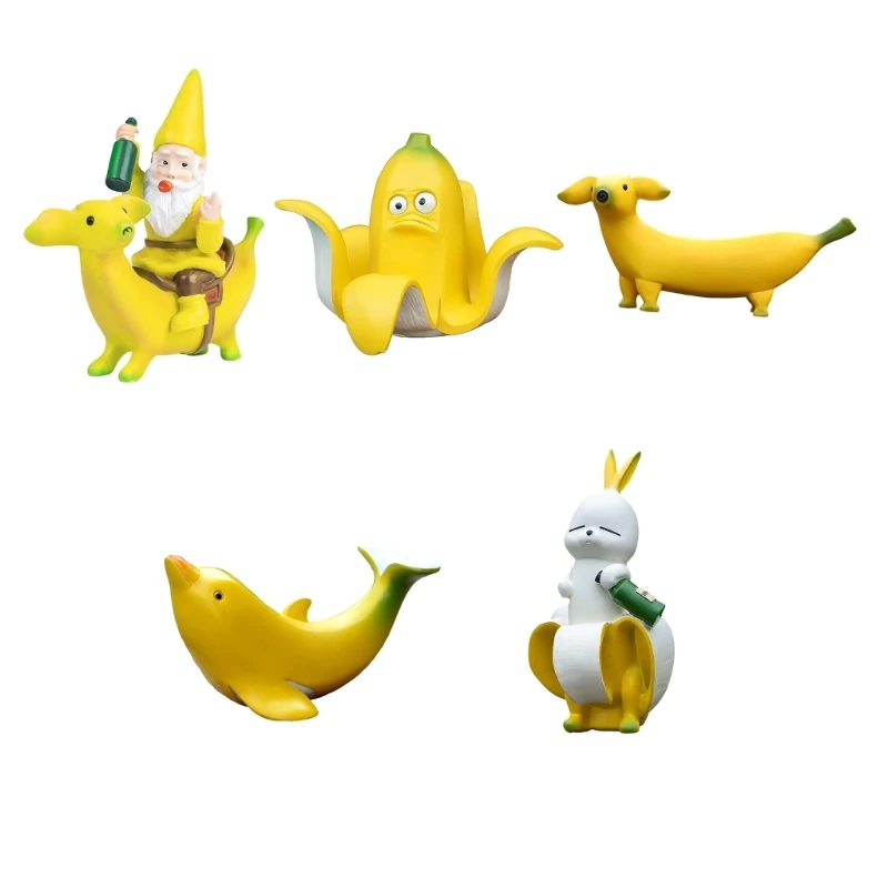 Забавные украшения в виде банановых животных, садовые гномы из смолы, идеально подходящие для офисных сотрудников и домохозяек
