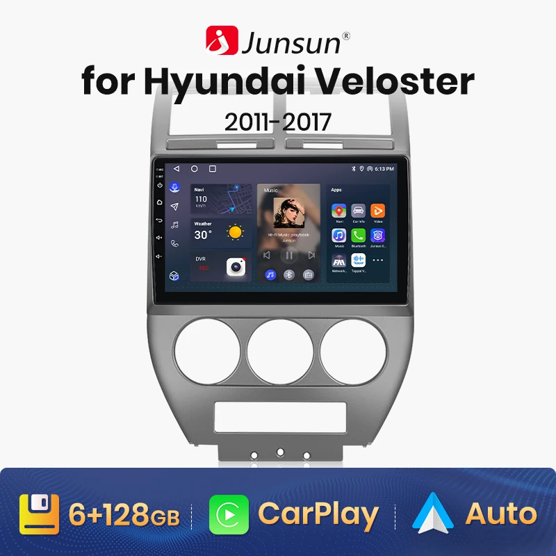 Junsun V1 AI Voice Wireless CarPlay Android автомагнитола для Jeep Compass 2007-2009 4G Автомобильный мультимедийный GPS 2din автомагнитола