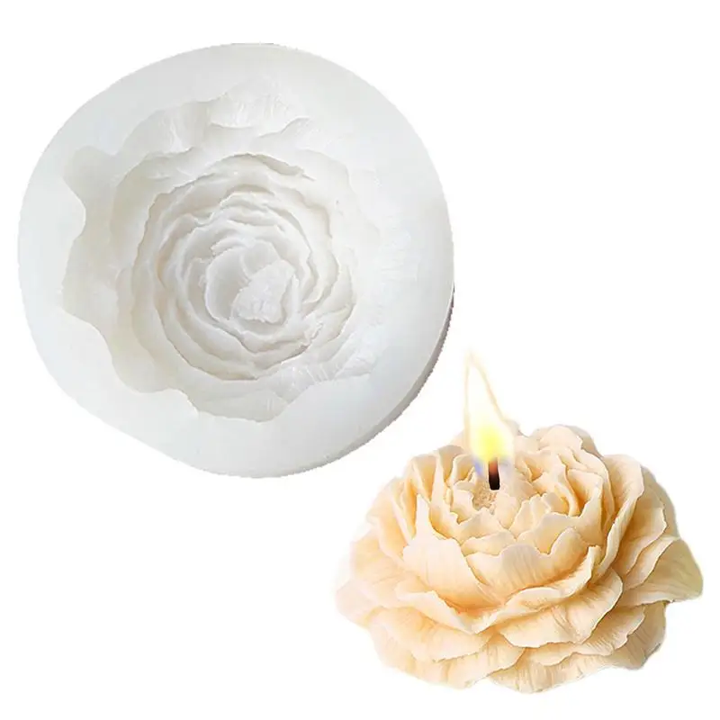 3D Форма для свечей в форме пиона Высококачественные силиконовые формы для изготовления мыла и свечей в форме цветка, легко извлекаемые из эпоксидной смолы и формы для свечей