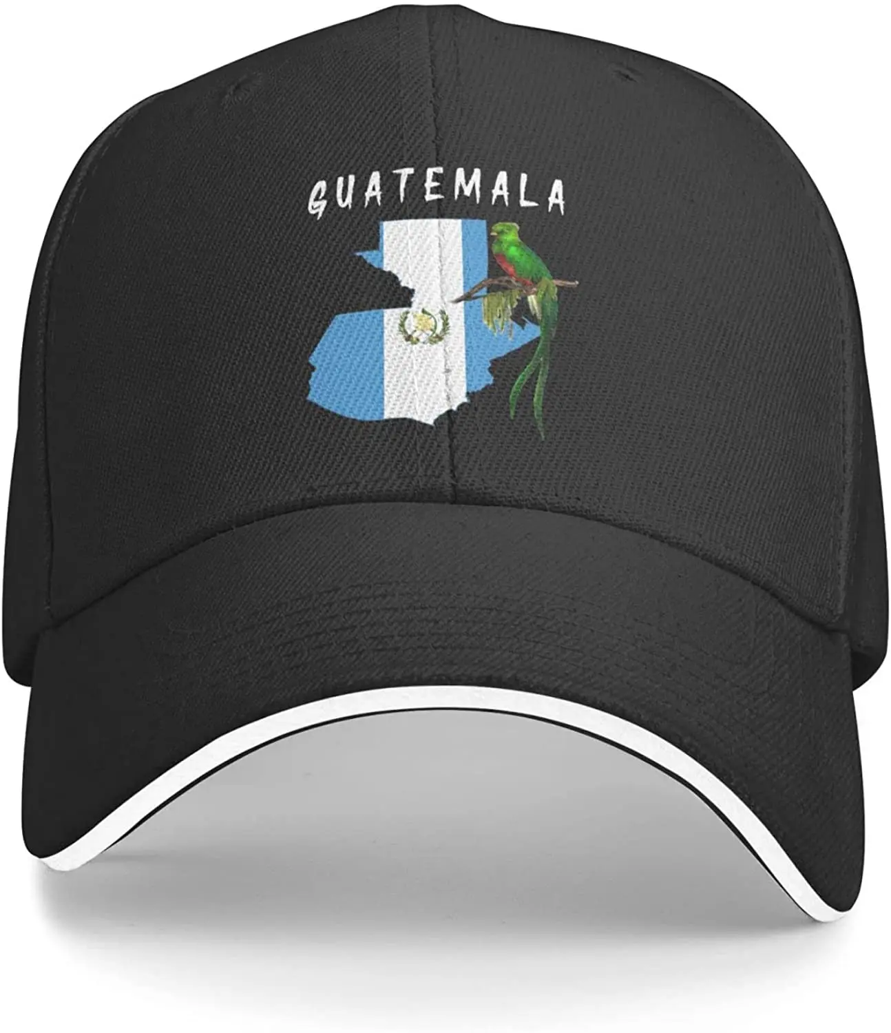 Карта флага и шляпа птицы Кетцаль Гватемалы, регулируемая для взрослых, Альпинистская Классическая застиранная кепка-кепка для улицы, черная