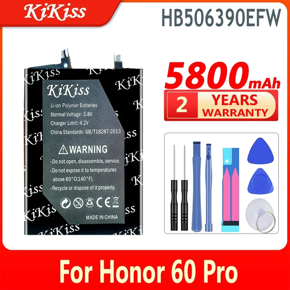 Новый аккумулятор KiKiss емкостью 5800 мАч HB506390EFW для huawei Honor 60 Pro Для аккумуляторов мобильных телефонов Honor60 Pro