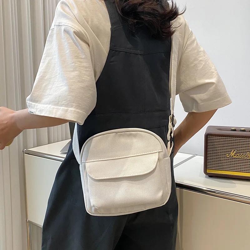 Холщовые женские сумки-мессенджеры, однотонная сумка подмышками, модная повседневная простая однотонная сумка через плечо, сумка для телефона для девочек, кошелек-бродяга