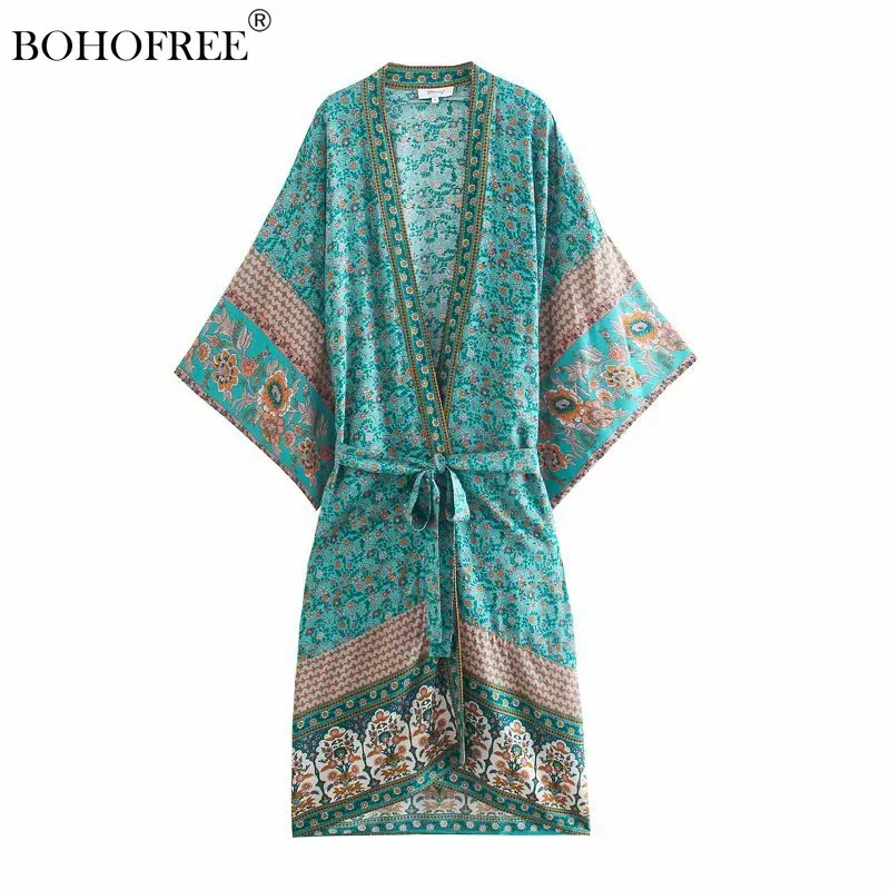 Новое винтажное платье-маскарад в стиле хиппи с народным цветочным принтом, Богемное платье из вискозного хлопка с рукавом 
