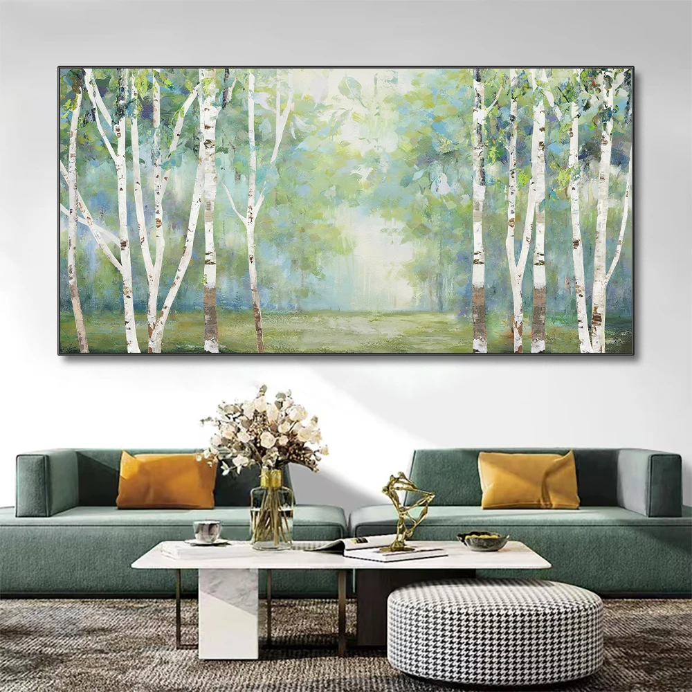 Абстрактный лесной дерево Картина маслом Печать на холсте Картина Четырехсезонный пейзажный плакат Настенные художественные картины для декора гостиной