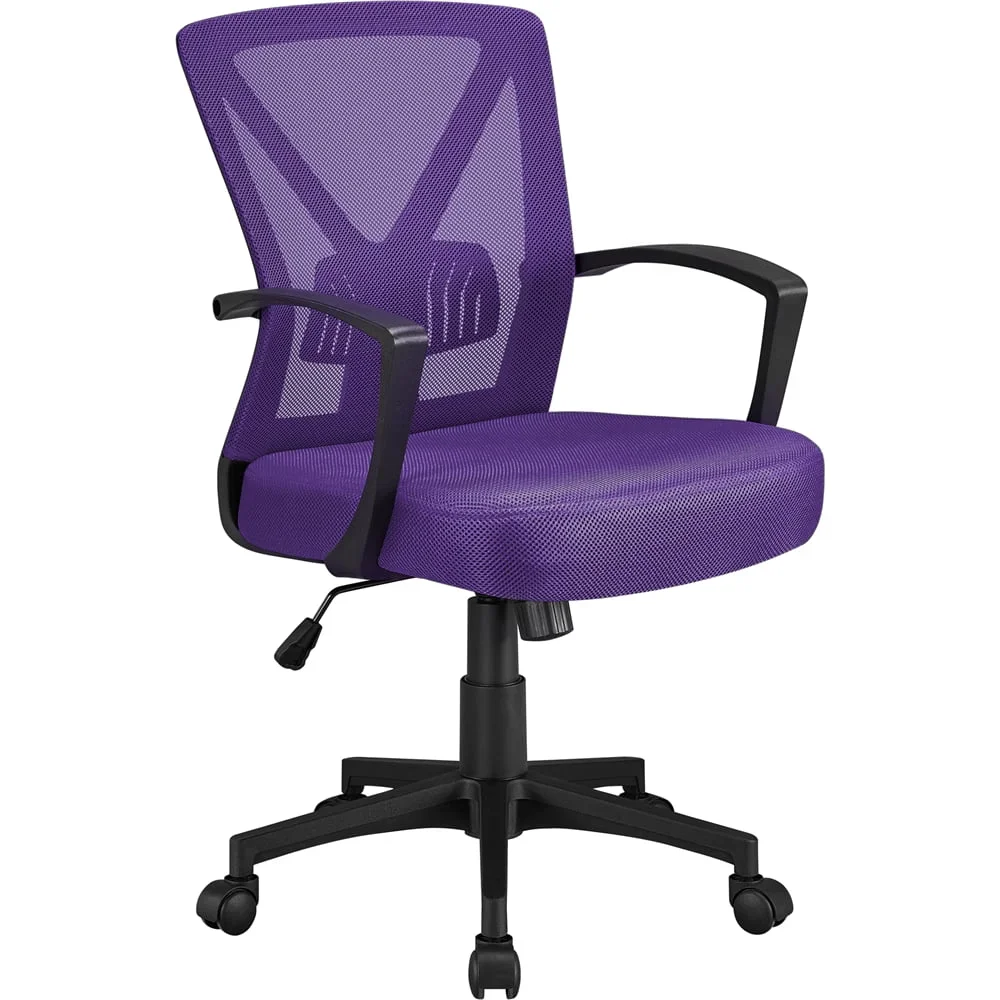 Офисное кресло с регулируемой сеткой, кресло руководителя со средней спинкой на колесиках, фиолетовое