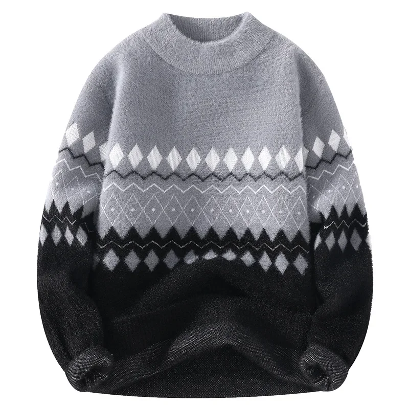 Зимний Новый Мужской Повседневный Универсальный Пуловер Slim Fit С Полувысоким вырезом и Свитером