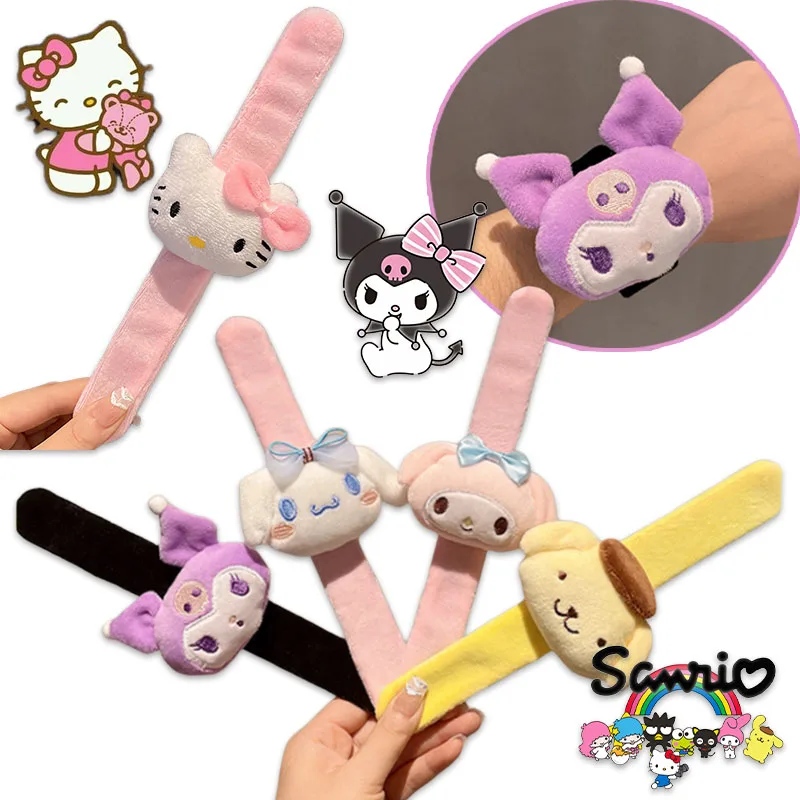 Браслет Sanrio Hello Kitty, мультяшные плюшевые браслеты Cinnamoroll, Аксессуары для волос, подарок для девочки на День рождения, браслет-защелка, игрушка для детской вечеринки