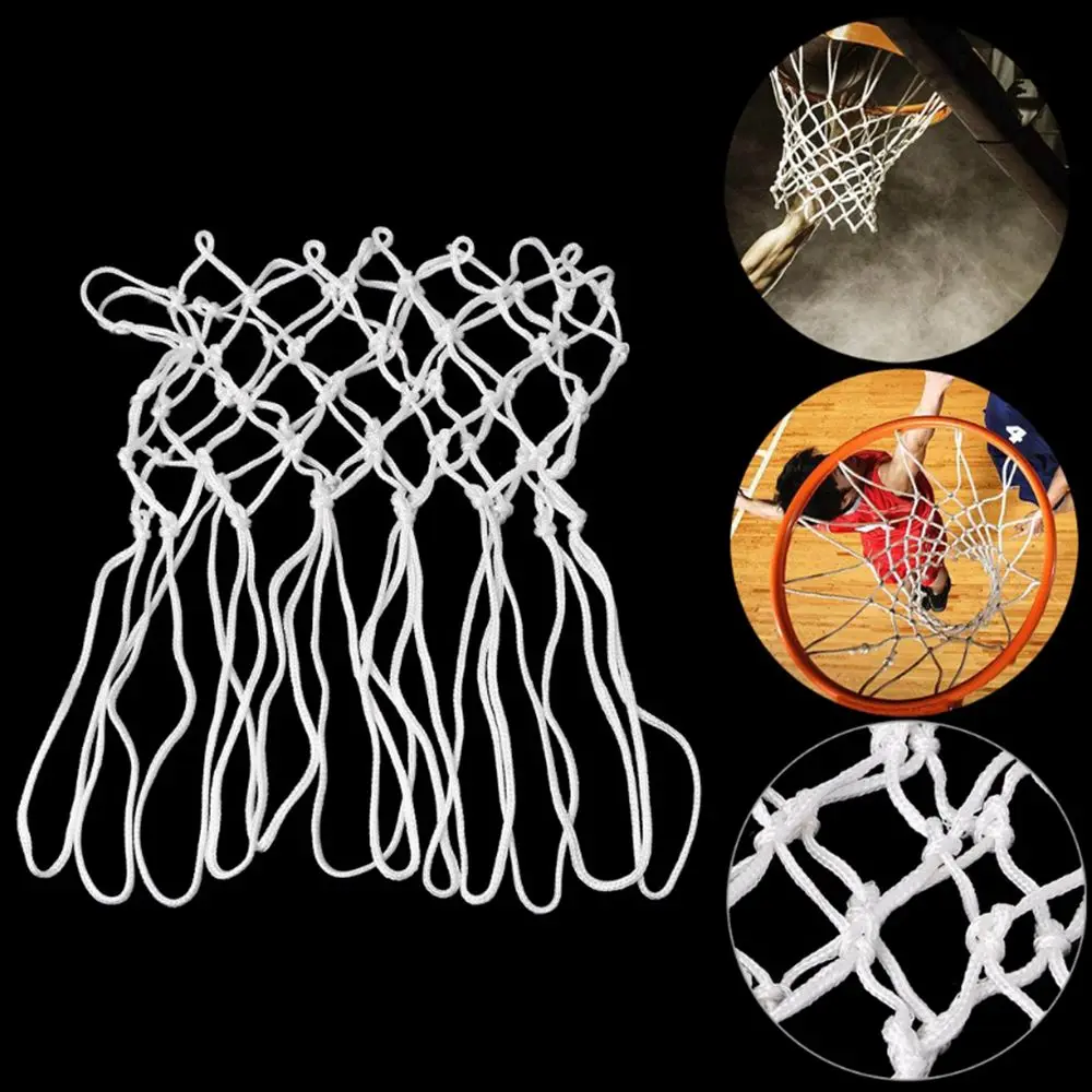 Баскетбольная сетка из нейлона класса люкс с кольцами, прочная сетка стандартного размера