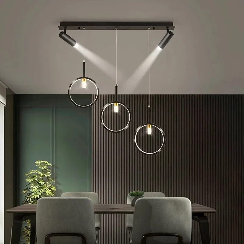 Современная светодиодная подвесная лампа с потолочным прожектором для гостиной, люстра, украшение для кухни, Металлический подвесной светильник