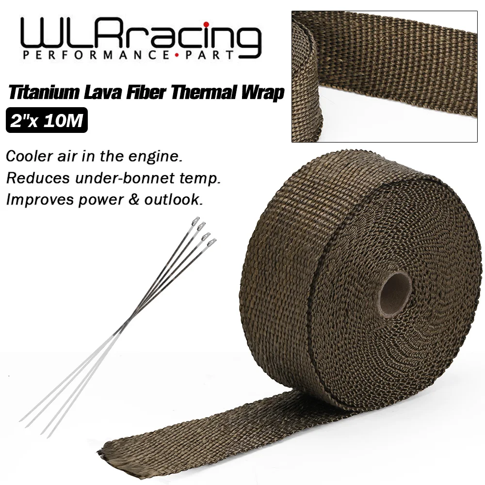 WLR RACING - 10 М Высококачественная термообмотка для выхлопных газов, термообмотка из титанового лавового волокна + 4 шт галстуков WLR1910T