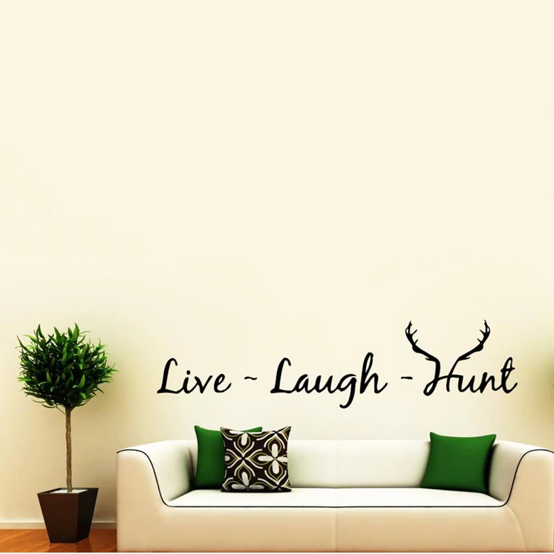 Наклейка на стену Live Laught Hunt - Охотничий декор - Наклейка На Оленьи рога - Виниловая Настенная Роспись Live Laught Hunt Chu1 A13-036