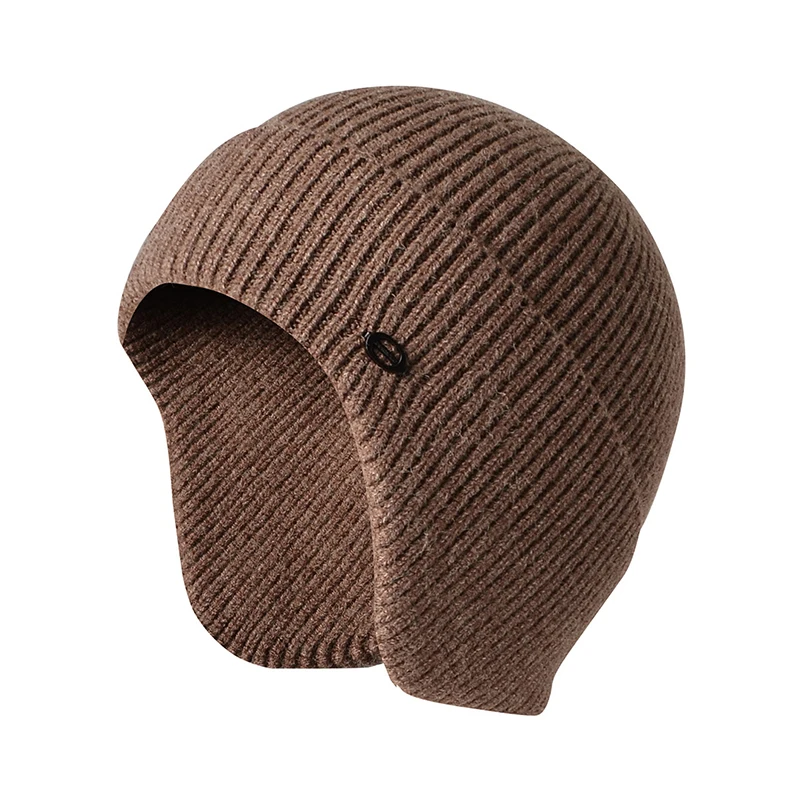 Шапочка-ушанка из искусственной кроличьей шерсти Мужская осенне-зимняя теплая шапка для отдыха на природе Вязаная шапка утолщенная лыжная теплая шапка