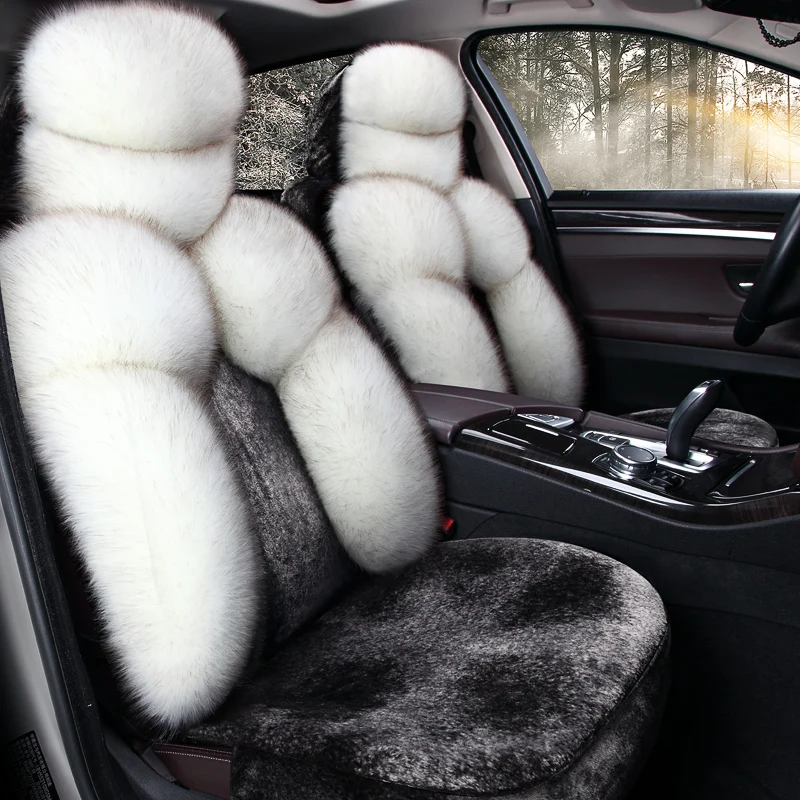 Универсальные чехлы для автомобильных сидений для седана внедорожника, теплые плюшевые чехлы для передних 2-х сидений со стороны водителя и пассажира