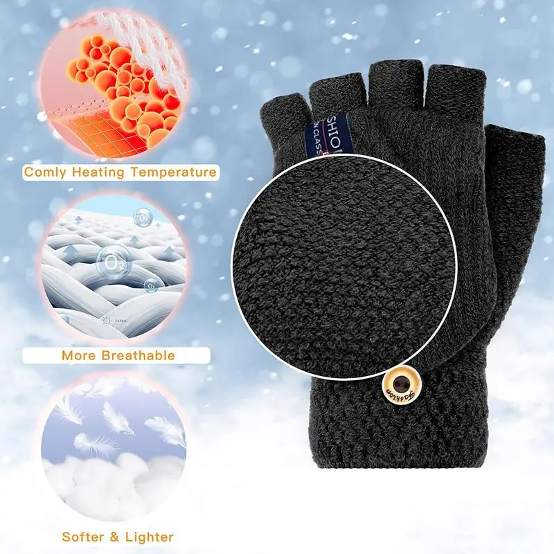 Теплые вязаные перчатки для полных и половинных ноутбуков, женские зимние вязаные перчатки для рук, перчатки с USB-подогревом, перчатки, варежки, мужские зимние теплые