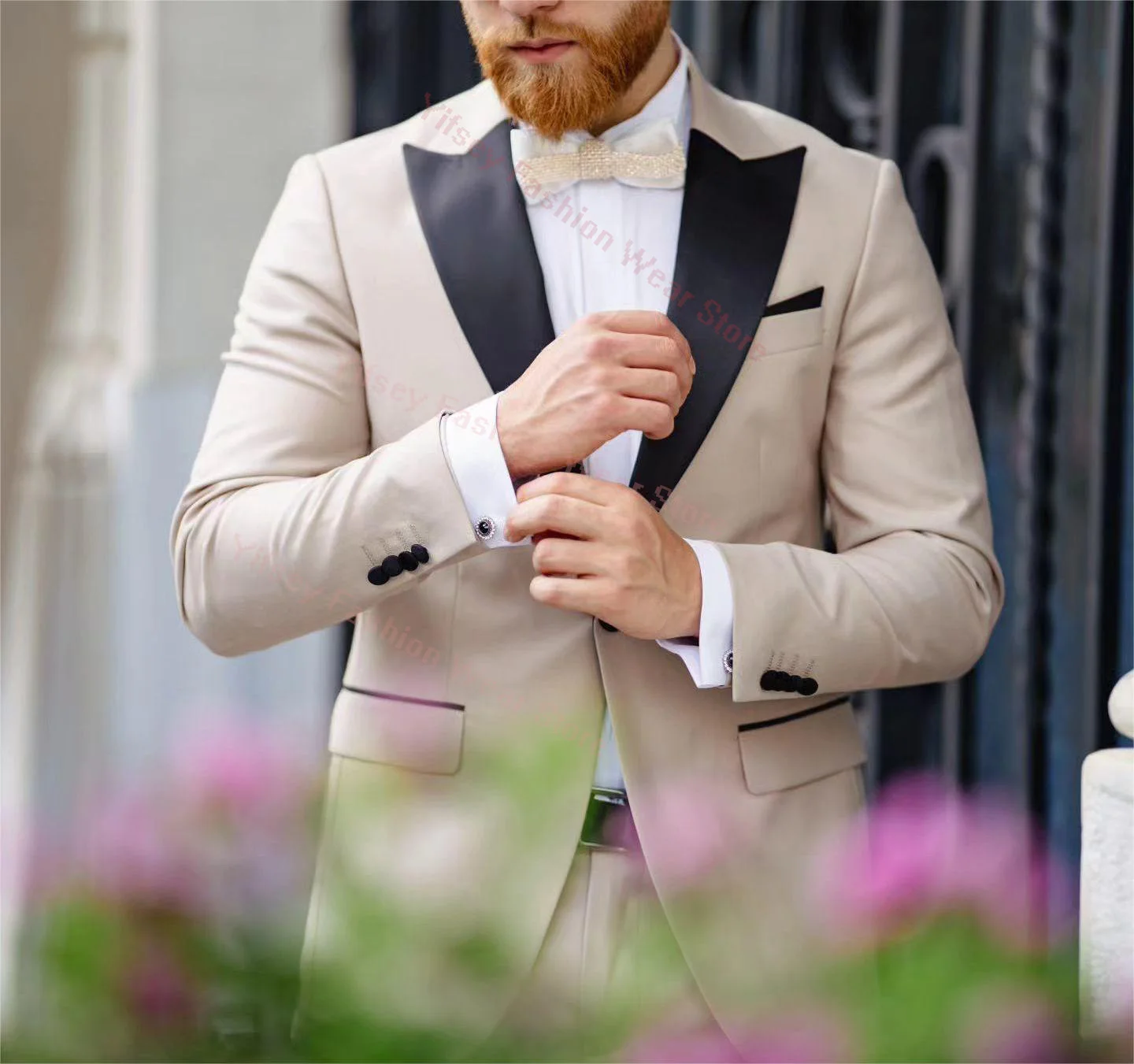 Светло-хаки, полный мужской костюм, свадебный костюм Жениха, сшитый на заказ Роскошным брендом, мужской пиджак, брюки, приталенный блейзер для выпускного вечера, брюки, наряд