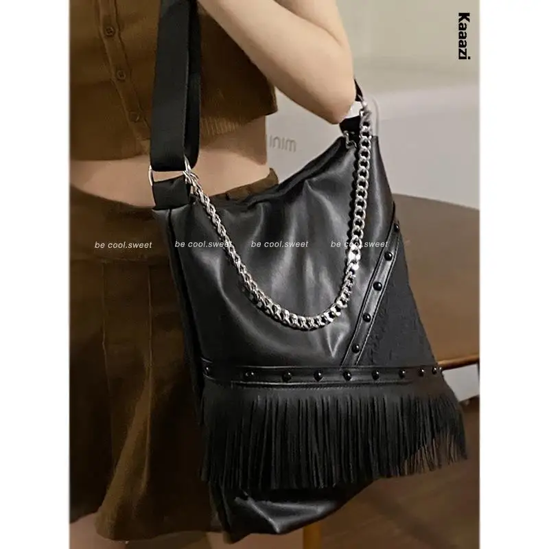 Модная Женская Черная сумка через плечо с цепочкой Y2k, Новые Высококачественные сумки через плечо, Роскошная дизайнерская сумка-тоут, сумки большой емкости