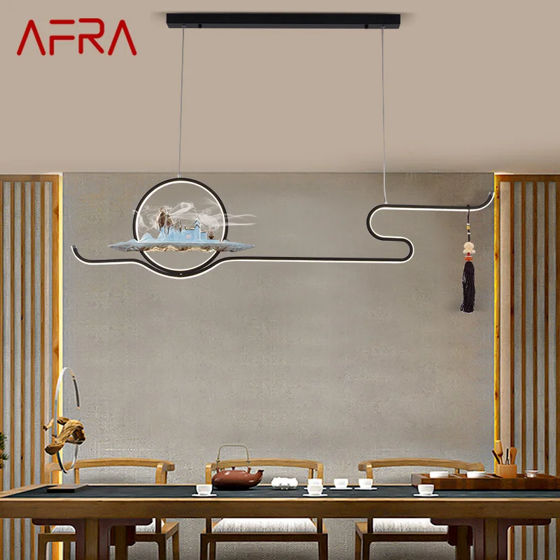 Современный подвесной светильник AFRA, Китайская креативная Чайхана Zen, Светодиодная люстра для домашней столовой, Декор спальни