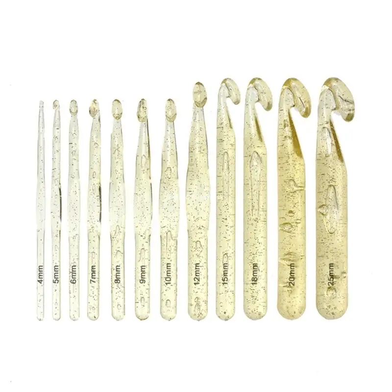 12 упаковок крючков для вязания с прозрачной отделкой, ручка для иглы для вязания крючком для начинающих, шаттл для ковровых дорожек
