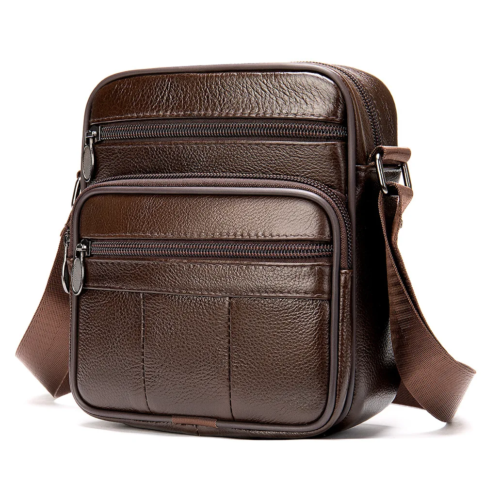 Маленькая мужская сумка из натуральной кожи, модная мужская сумка через плечо, высококачественная сумка через плечо из воловьей кожи, мужской портфель-тоут
