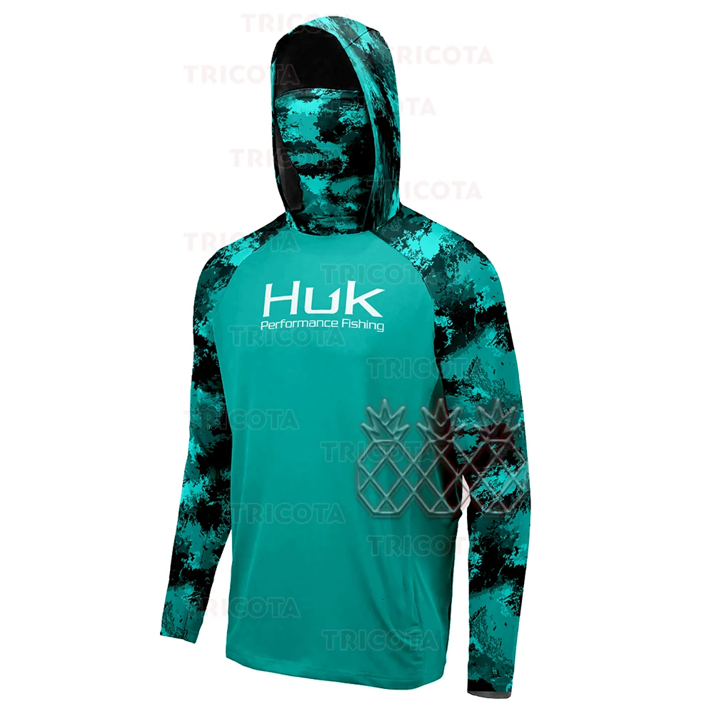 Рыболовные рубашки HUK UPF 50 С длинным рукавом, Закрывающая лицо одежда с капюшоном, Быстросохнущие толстовки, Дышащий Рыболовный трикотаж с защитой от ультрафиолета