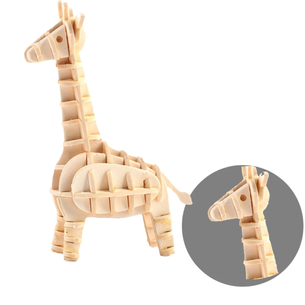 3D миниатюрные бумажные пазлы с животными, модели игрушек, дети собирают строительные блоки, пазлы, наборы Монтессори с жирафом для подростковых поделок