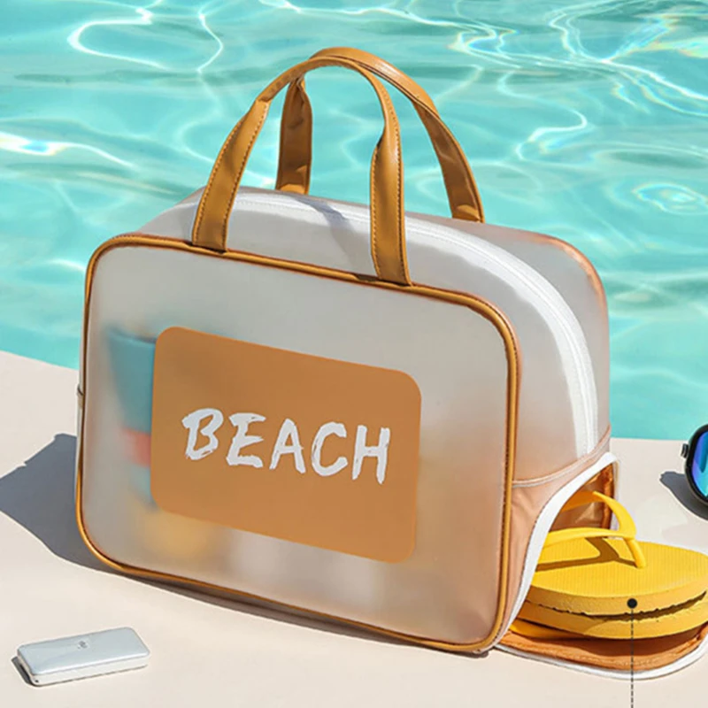 Пляжная сухая влажная сетчатая прозрачная сумка для плавания, портативная дорожная сумка для хранения косметики и обуви большой емкости, водонепроницаемая сумка для бассейна