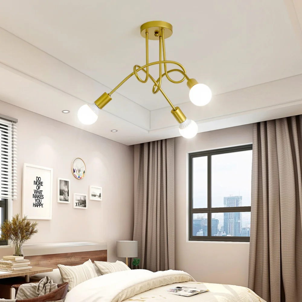Скандинавский потолок E27, черная светодиодная потолочная современная люстра, лампы Эдисона, светильники для спальни, лампа для гостиной