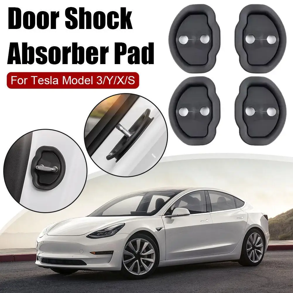 4шт Амортизирующая подушка для двери автомобиля, силиконовая пряжка для дверного замка, защитный чехол для двери автомобиля от столкновений для Tesla Model 3 Model Y