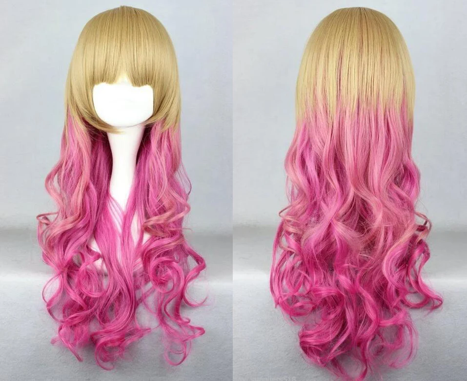 65 см Модные длинные светлые и розовые волнистые волосы девушки Лолиты для косплея на вечеринке