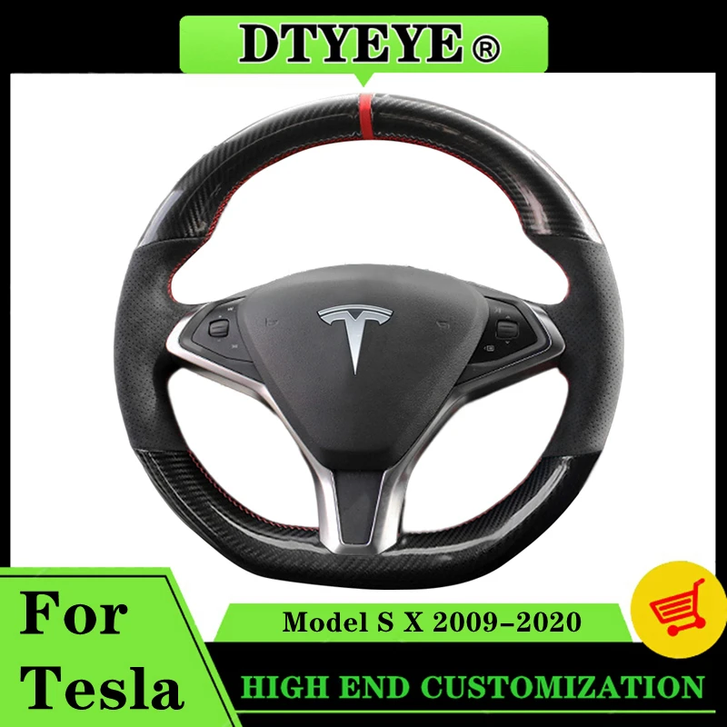 Индивидуальная крышка рулевого колеса автомобиля для Tesla Model S X 2009-2021 Автомобильные Аксессуары из замши и углеродного волокна, Оплетка рулевого колеса своими руками