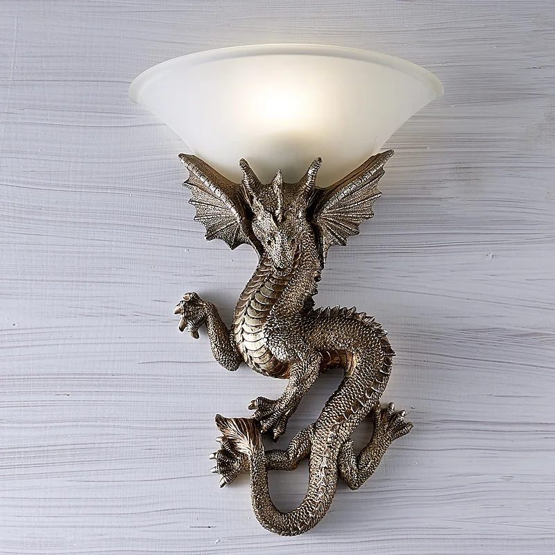 Китайский Дракон Декоративный Настенный Светильник Гостиная Столовая Спальня Прикроватный Проход Фоновое Украшение Стен