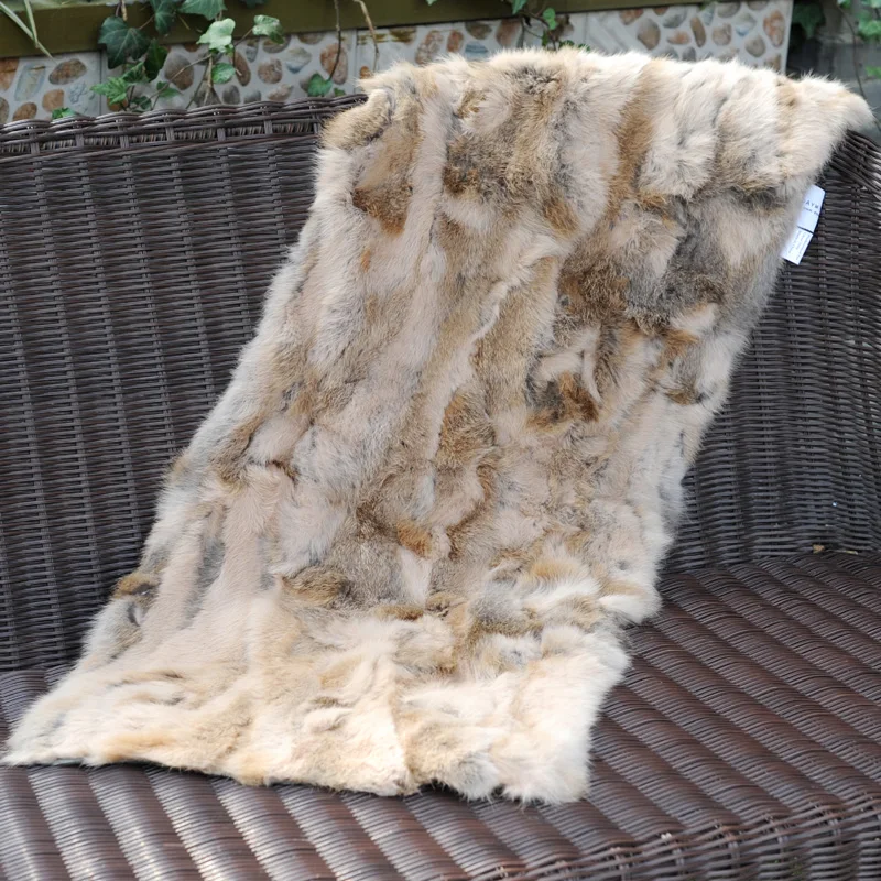 CX-D-18B Лоскутное одеяло из натурального меха кролика 40*100 см, декоративный чехол для дивана