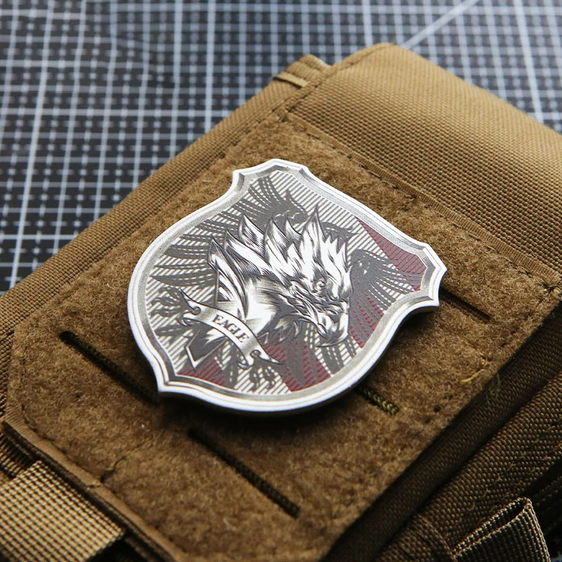 Персонализированный металлический значок с 3D-изображением орла, Водонепроницаемые нашивки из алюминиевого сплава для одежды, креативная нарукавная повязка с животными, наклейка на рюкзак