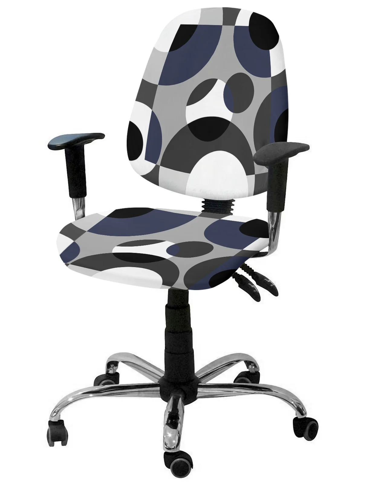 Геометрия Темно-серое Эластичное Кресло Чехол для компьютерного стула Эластичный Съемный Чехол для офисного кресла Чехлы для сидений с разрезом в гостиной