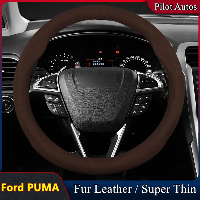 Для крышки рулевого колеса автомобиля Ford PUMA без запаха Супер тонкий мех Кожа Подходит для Titanium X 2020