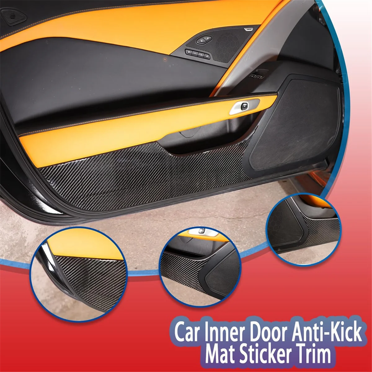 Для Corvette C7 2014-2019 Внутренняя дверь автомобиля из мягкого углеродного волокна, наклейка на панель для защиты от ударов, аксессуары для отделки