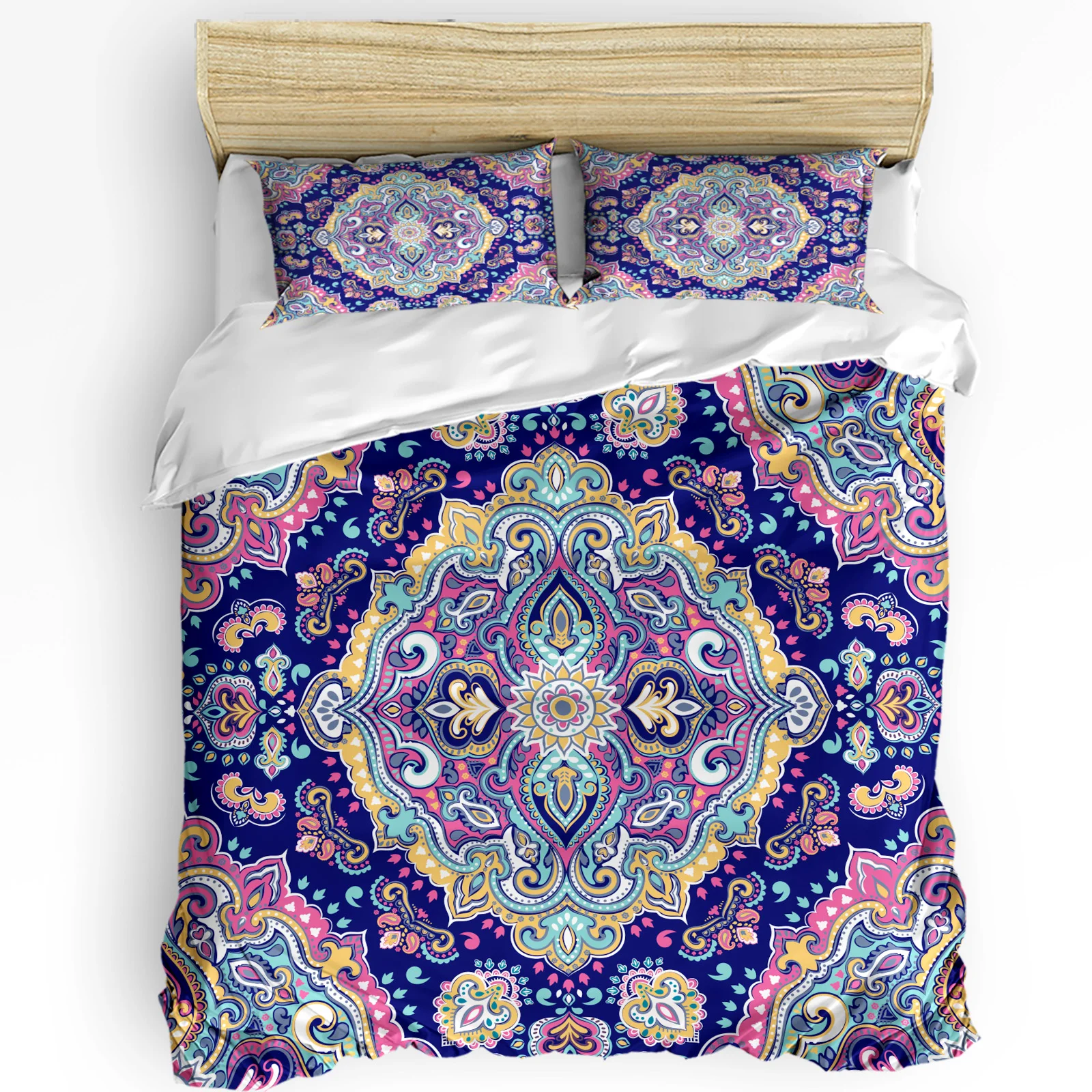 Комплект постельного белья в форме цветка в индийском стиле, 3 шт., Пододеяльник для мальчиков и девочек, наволочка, одеяло для детей и взрослых, комплект двуспальной кровати, домашний текстиль