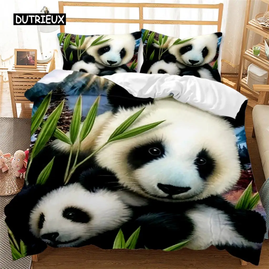 Комплект Постельных Принадлежностей Panda Tiger С 3D Принтом Животных, Пододеяльник Twin Full Queen King Double UK Разных Размеров, Постельное Белье, Наволочка